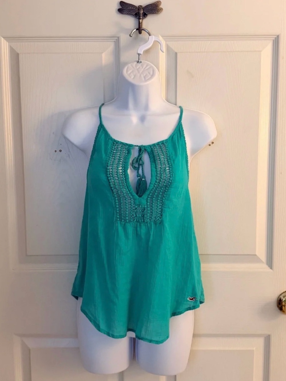 Women’s Teal Crochet-Trim Tank Top